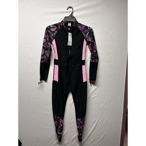 Sbart Women’s One Piece Diving Swimsuit Skimsuit Rash Guard Pink Black Small